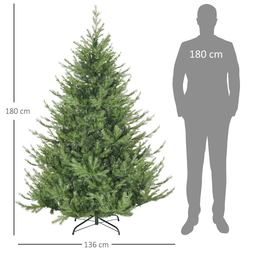 Christmas tree, artificial fir, realistic look, quick assembly, plastic, green, 136 x 136 x 180cm