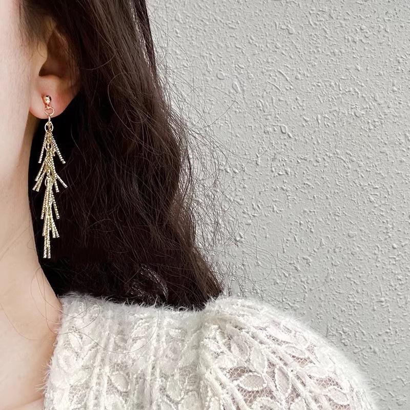 Exquisite 2026 Light Luxury Tassel Earrings - Personalized, High-End, Long Stud Ear Jewelry