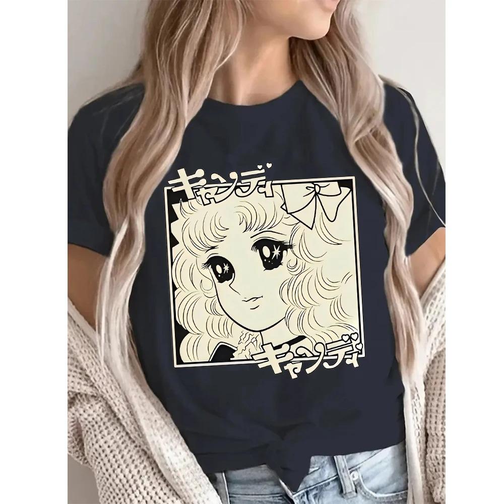 2026 Candy Cartoon Print Streetwear Black T-shirt Harajuku Clothes Fashion Girls T Shirt Short Sleeve Summer Tee Casual Female O-Neck Top