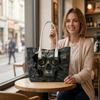 Cool Cracked Skull Print Tote Bag Fashion Casual Large Capacity Shoulder Handbag For Daily Use