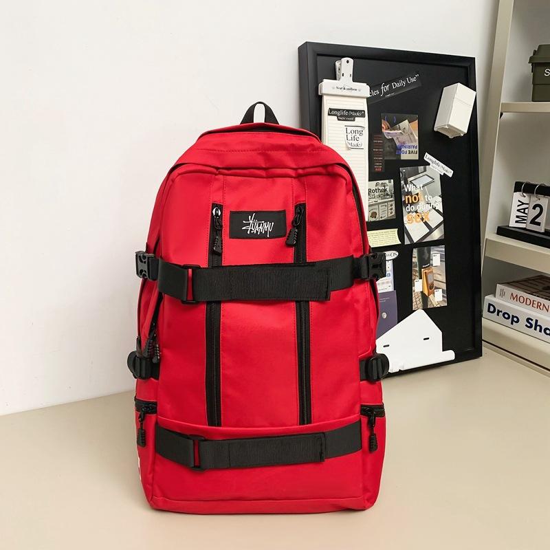 

Men s and women s backpacks, computer bags, travel and leisure , skateboard bags, junior high school college students, school bags, large capacity красный
