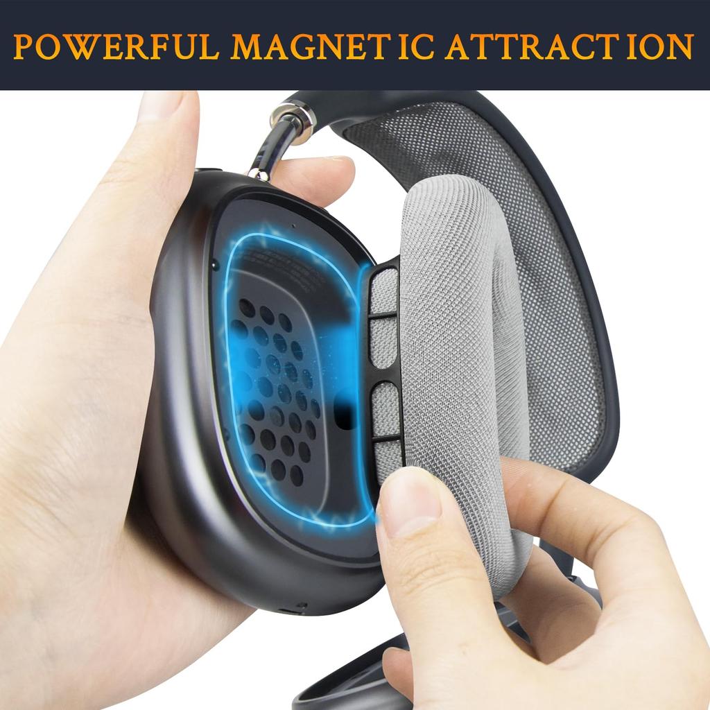 SOULWIT Wymienne nauszniki i poduszki do Airpods Max Trwałe nauszniki z siateczki z miękkiej pianki Srebrny zestaw słuchawkowy nauszny, -