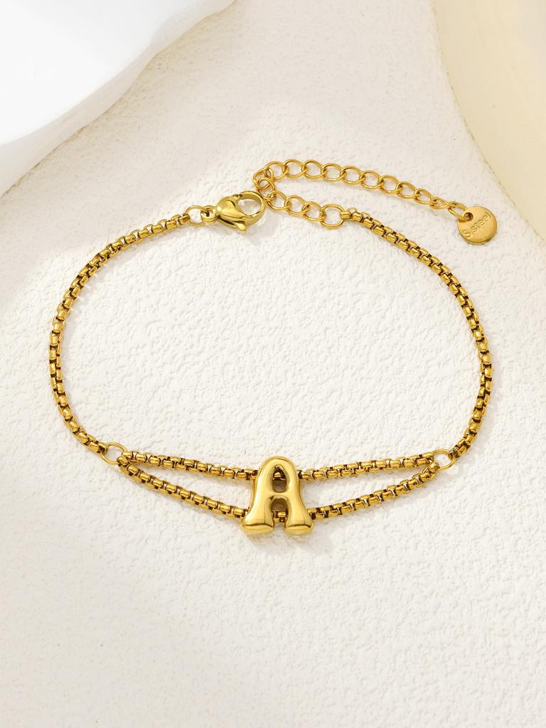 New stainless steel wholesale 26 English letters double-layer ring gold-plated bracelet