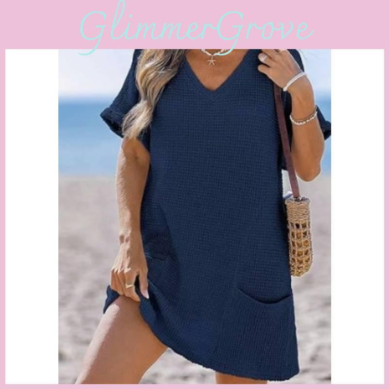 Copricostume da Spiaggia con Tasche e Scollo a V per Donna Yoga e Vacanze