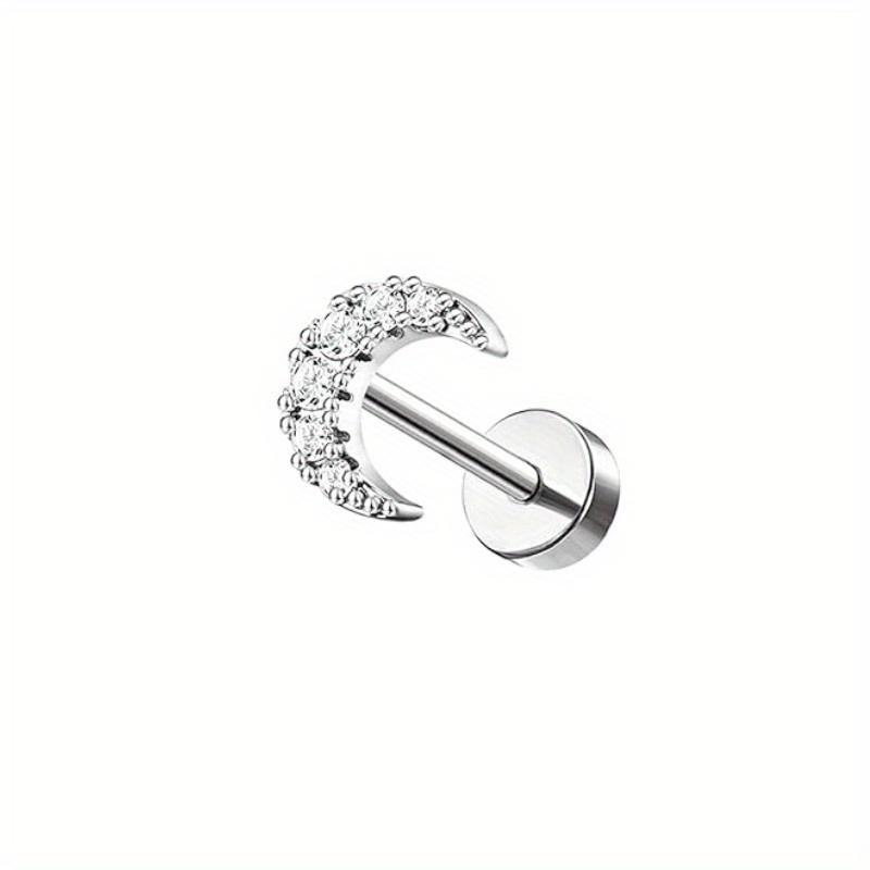 Florideco 1PC Stainless Steel Cartilage Stud Earrings for Women Opal Flat Back Earring Studs Lip Bar Nose Ear Piercing Jewellery