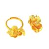 Gold Plated Peony Rhinestone Rings Copper Gold Jewelry Accessories Floral Adjustable Ring  Gift
