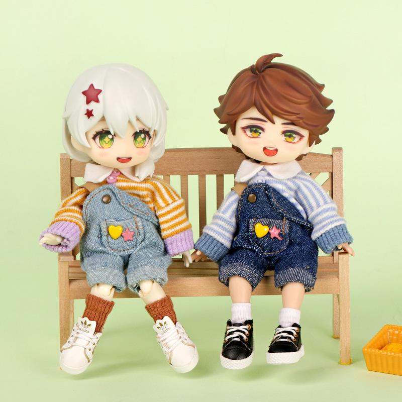 Ob11 Baby Coat Lapel Sweater One-shoulder Suspenders Set 1/12 Plain Body Doll Clothes Doll Accessories