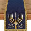 Candle Menorah Hanukkah Table Runner, Hexagram Chanukah Holiday Kitchen Dining Table Decoration for Home Party Decor