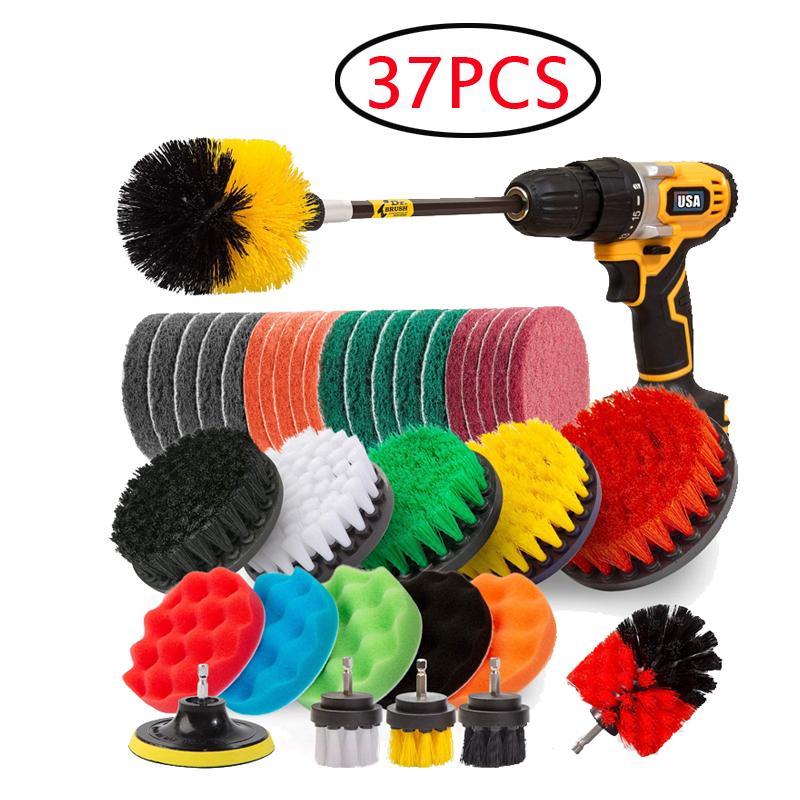 Car Detailig Brushes Set Drill Brush Attachment Set Heavy Duty Power Scrubber Brushes for Bathroom Kitchen Auto Cleaing Supplies