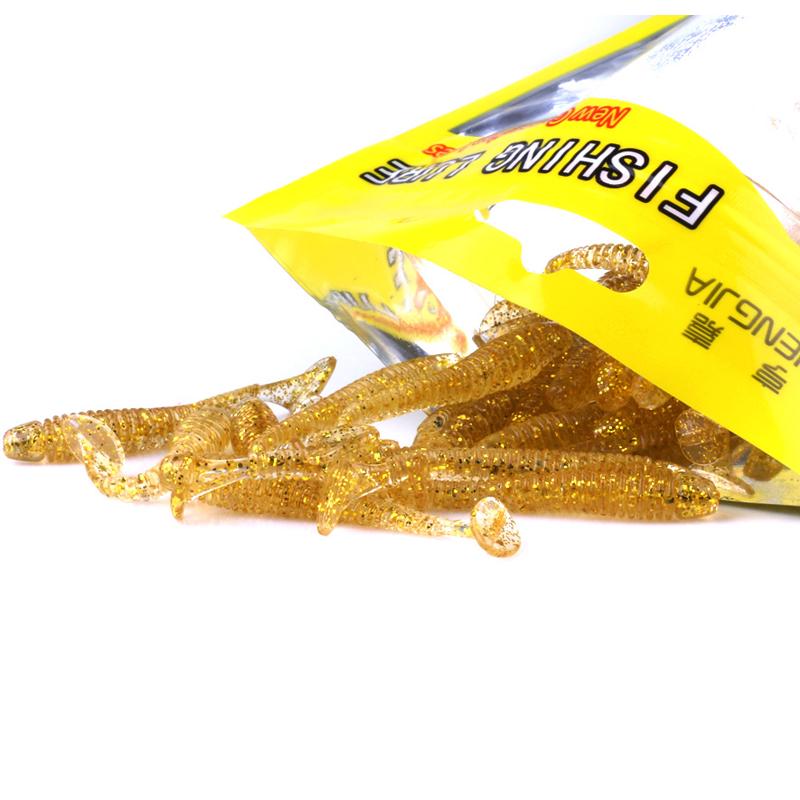 50Pcs/Bag T Tail Silicone Soft Bait Fishing Artificial Worms Soft Lures Carp Fishing Accessories