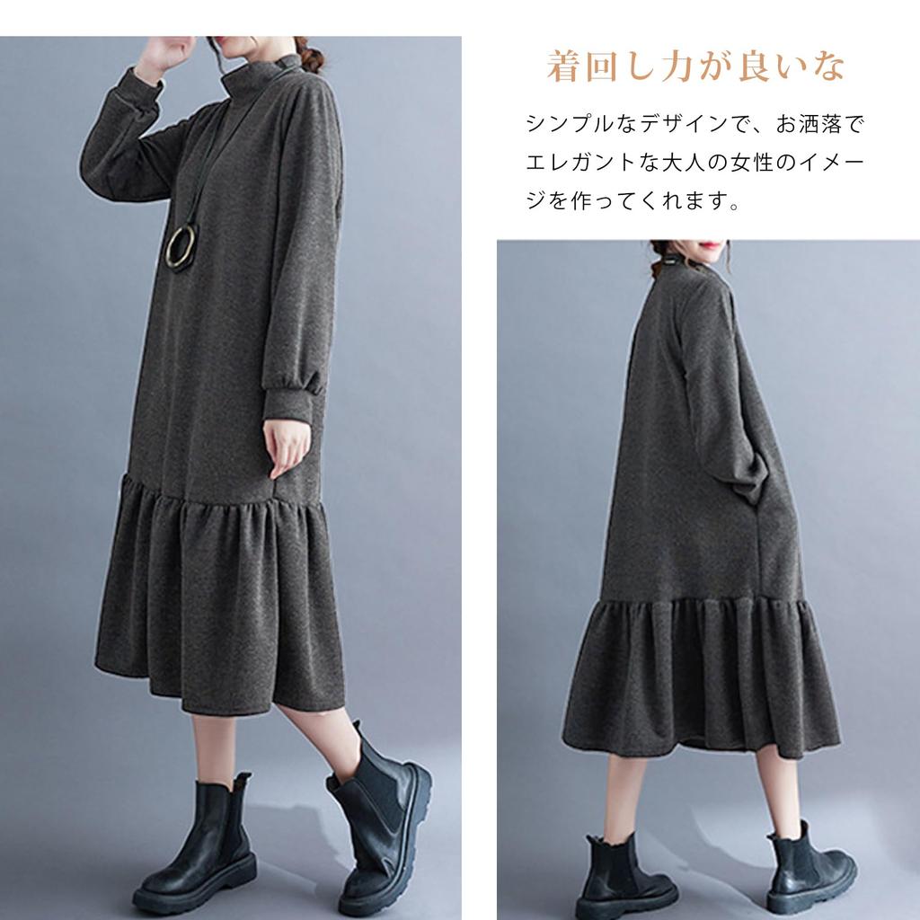 Long Long Stand Solid with Fishtail Plus Sizes Loose Perfect for Everyday Winter [7-livehouse] Women's Dress, Casual, Sleeves, Collar, Color, Elegant,