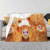 We 3 Coos Highland Cows By Shirley Macarthur For Home Sofa Bed Camping Car Plane Travel Portable Blanket Highland Scottish