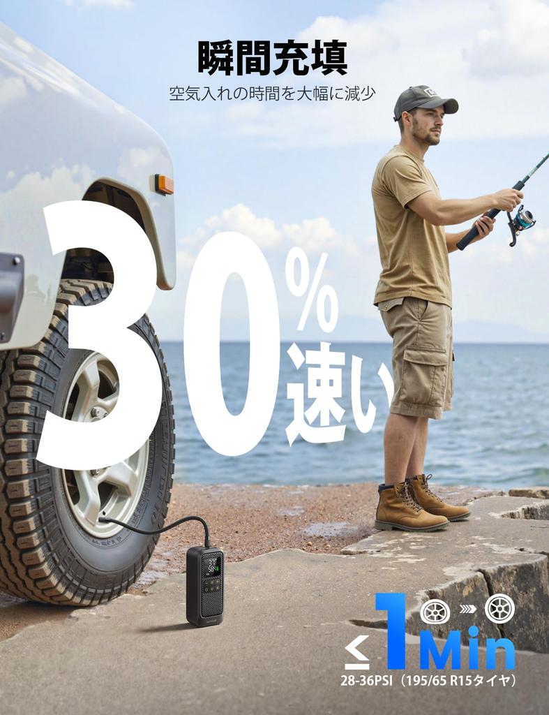 Lamicall Electric Bicycle Car Tire Air Motorcycle Air Compact Automatic Pump with Large LED Auto Low Maximum Pressure of 150 Compatible with French