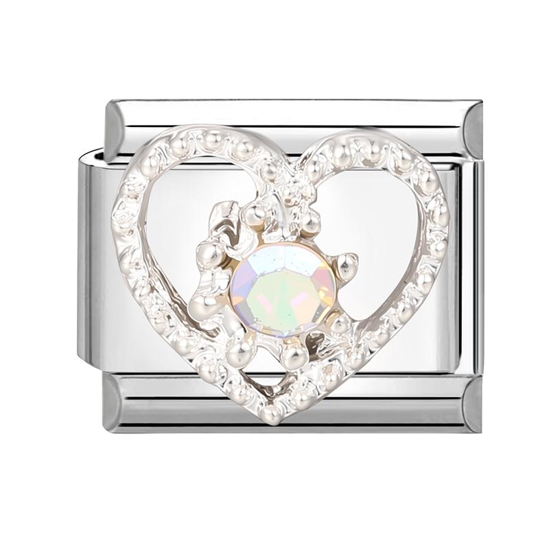 

Wholesale Zircon Bow Candy Heart Rose Butterfly Italian Charm Links Fit 9mm Stainless Steel Bracelet Women DIY Making Jewelry