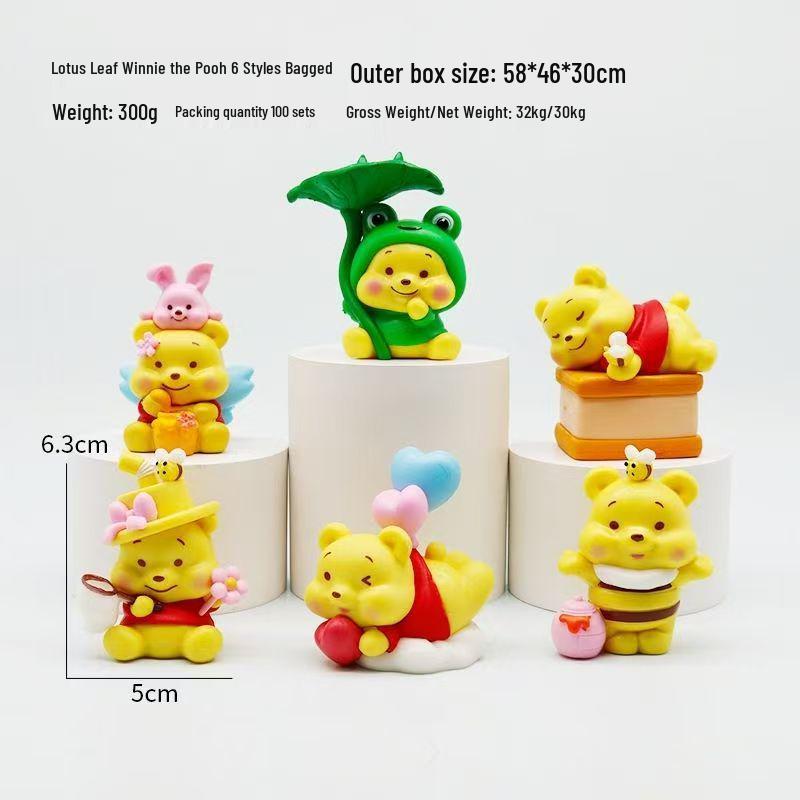Handmade Cartoon Winnie & Friends Blind Box: Bear, Piglet, Tiger Decorative Figure for Cake or Car