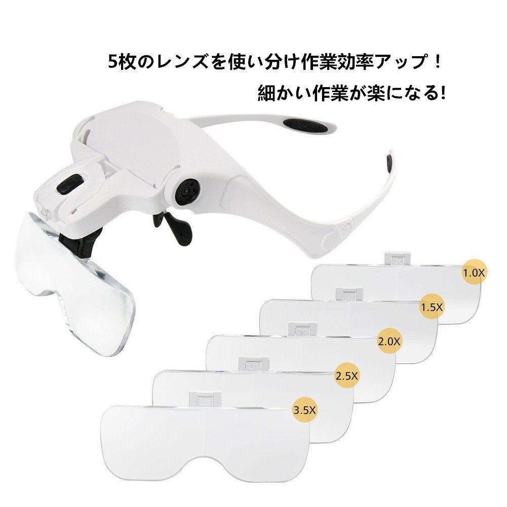 Tumao Head Magnifying Glasses with Fits Over Elastic 5 Interchangeable Adjustable for and More Magnifier, LED, Eyeglasses, Band, Lenses, Reading,