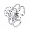 Kreatives Einzigartiges Design Käfer Offener Ring für Herren, Edelstahl Silberfarbe Insektenring, Punk Mode Finger Schmuck Geschenk