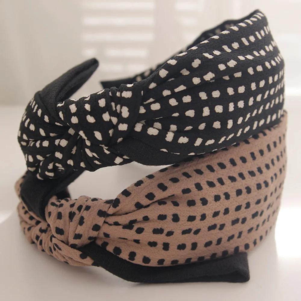 Ободок для волос в горошек с лентой J Lauren H0687 brown