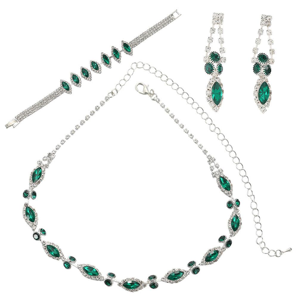 Water Drop Bridal Jewelry Set With Colorful Water Drill For Fashion Women