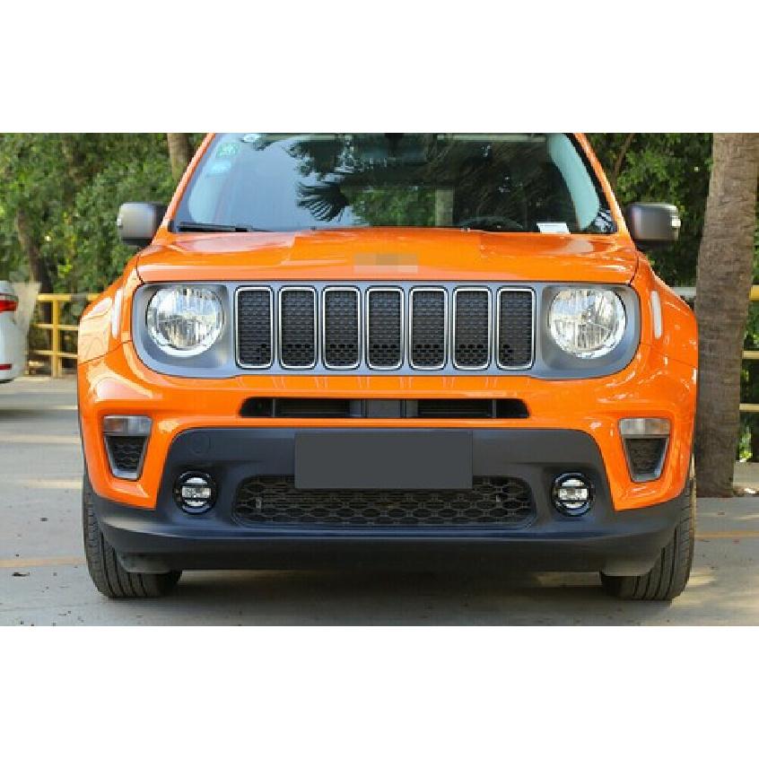 Black Front Fog Light Ring Cover Decor Trim For Jeep Renegade 19+ Accessories