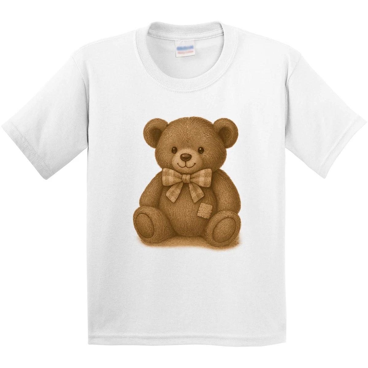Inktastic Vintage Teddy Bear With Patch Youth T-Shirt Illustration Nostalgia Bow 100