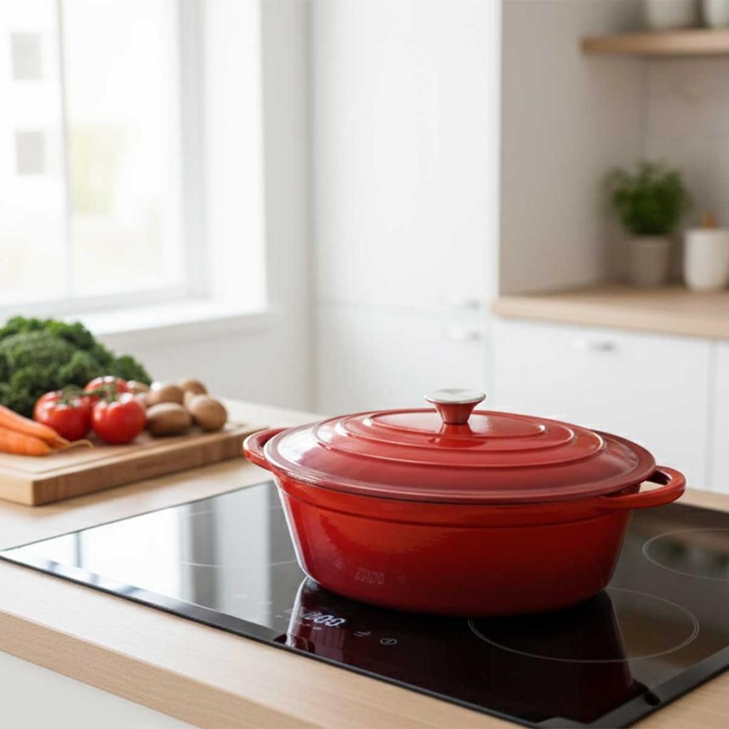 Enameled Cast Iron Casserole Dish Goose Pot 6L Hage Red