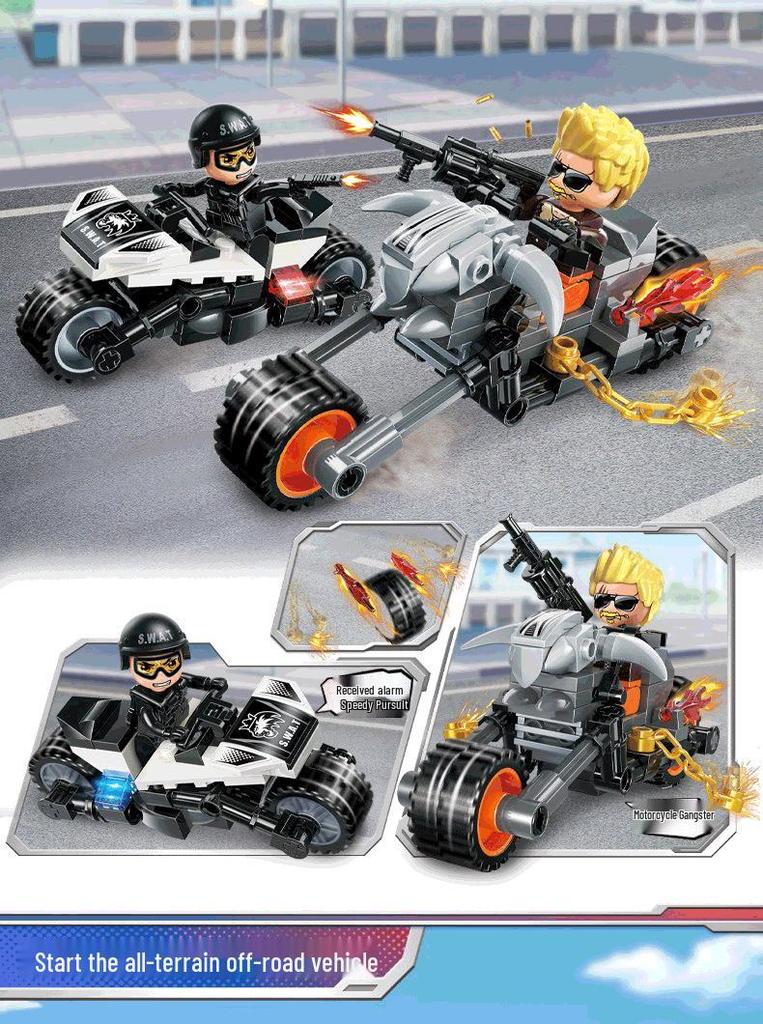 Qimeng 11011 SWAT Car & Motorcycle Building Blocks Toy Set
