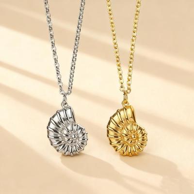 Stylish Seashell Pendant Necklace for Women - Elegant Titanium Steel Sunflower Design Clavicle Chain Jewelry
