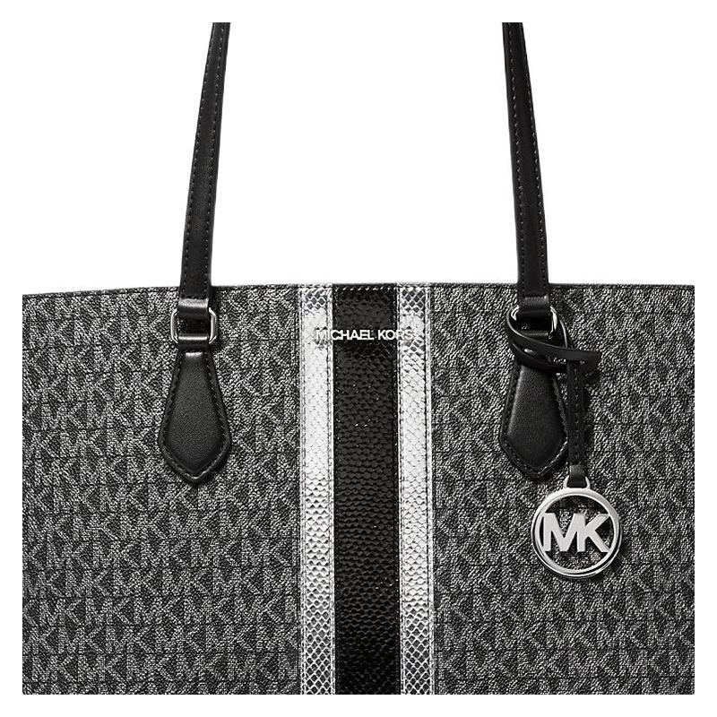 MICHAEL KORS Sheila Sheila logo printed snap fastening coated canvas shoulder bag large women's black