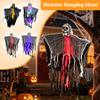 Halloween Hanging Skeleton Ghost Decoration with LED Lights Outdoor Yard Hanging Ghost Prop for Halloween Party Haunted House Scene Setup