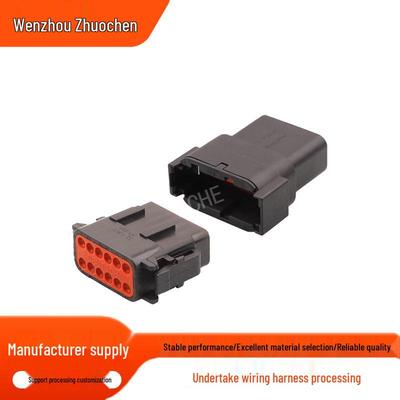 Automotive Connector DTM Plug & Wiring Harness, Male & Female, 12 Holes, 12 Cores