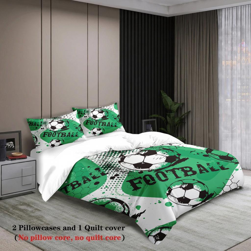 3pcs Bedding Set Cartoon Football 3D PrintED Brushed Comfortable Duvet Cover King Queen Twin Single Size Bithday Gift Room Decor
