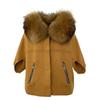 OFTBUY 2024 Herbst Winter Echt Fuchs Waschbär Pelz Kragen Mantel Gestrickte Pullover Frauen Kurzarm Jacke Dicke Warme