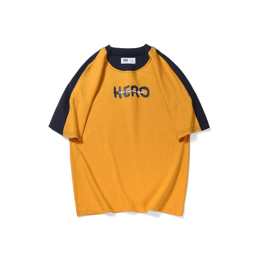 

Летняя модная детская брендовая футболка с короткими рукавами для мальчиков в детском цвете, свободный топ для детей с короткими рукавами 160cm