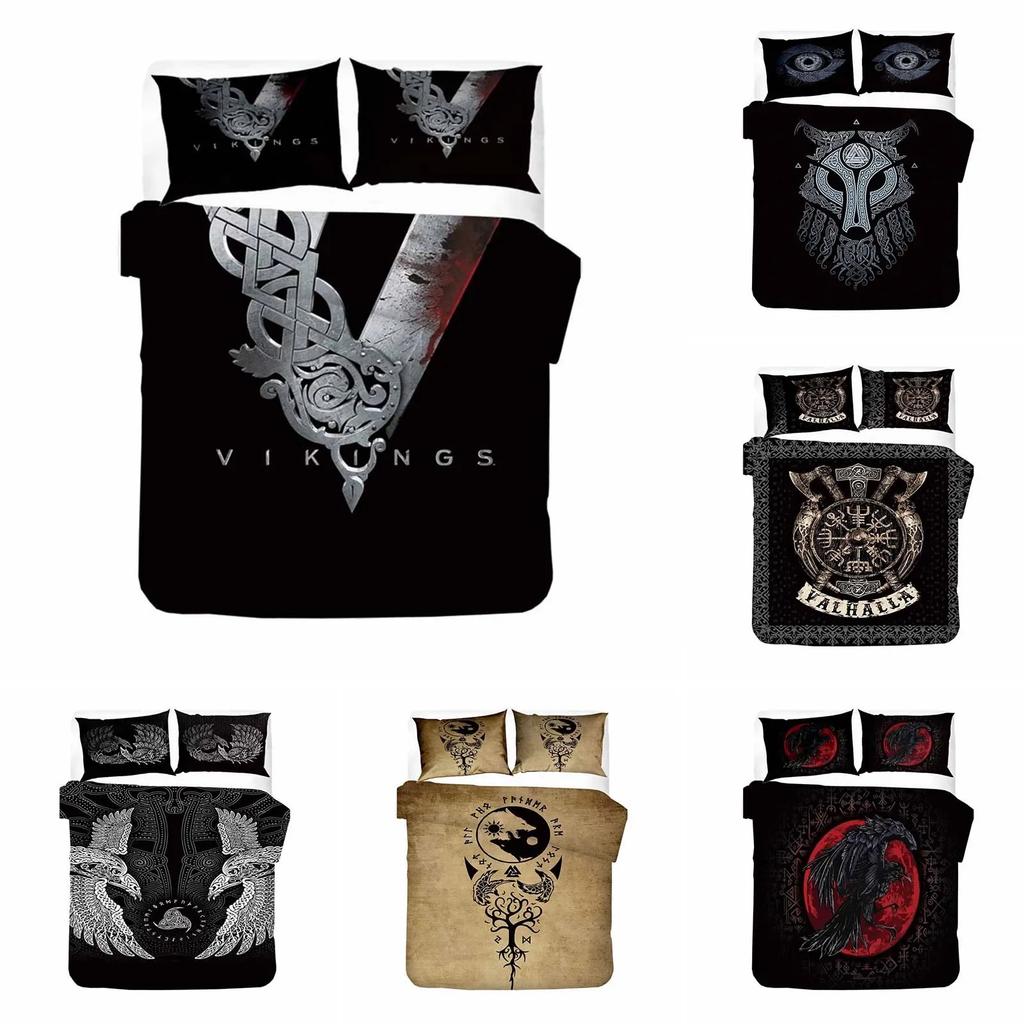 Wikinger Keltisch Bettbezug Set Skandinavische Kultur Bettwäsche Set Antike Mythologie Religion Steppdeckenbezug King Full Für Kinder Erwachsene