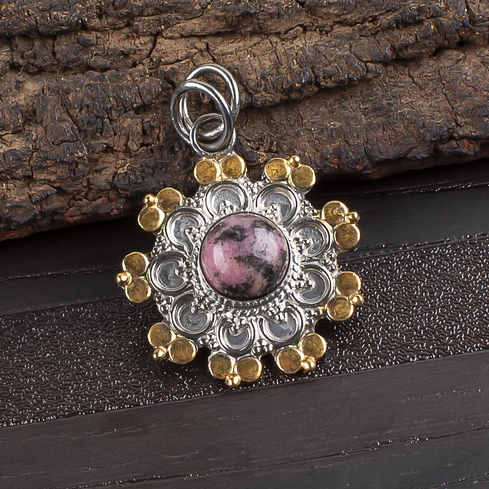 Black Rhodonite Gemstone Jewelry, 925 Solid Sterling Silver Pendant Handmade Gorgeous Silver Chain Pendant For Wedding Gift