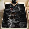 Black & White Gundam Flannel Blanket, Soft Plush Throw for Home Decor, Great Gift for Mecha Lovers, Warm for Sofa