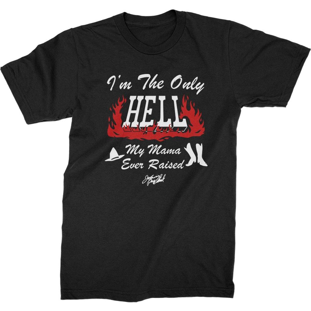 Men's Johnny Paycheck Only Hell Tee (Black) T-Shirt Mens Womens Tees Top Black