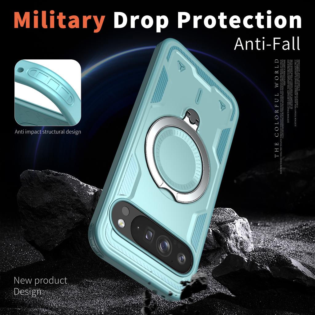 Military Bracket Shockproof Armor For Magsafe Case For Google Pixel 10 9 Pro XL 10A 9A Magnetic Wireless Charging Rugged Cover