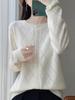 Women's 100% Wool Round Neck Cardigan - Autumn/Winter Versatile Short Sweater Coat