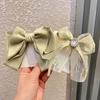 Mori Style Fresh Green Big Bow Ribbon Hair Clip for Girls