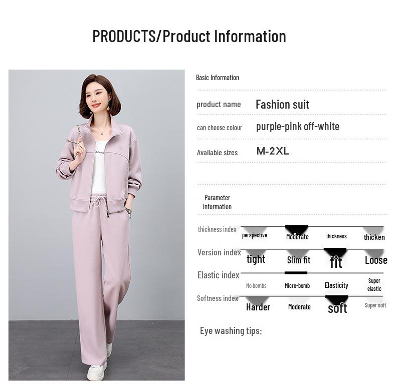 Set Sportiv Șic și Tineresc pentru Femei de Vârstă Mijlocie - Cardigan cu Gât Rotund și Hanorac Două Piese pentru Primăvară și Toamnă