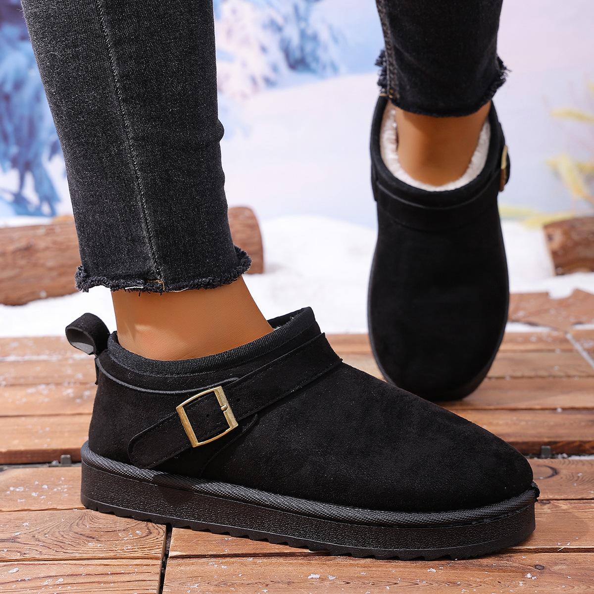 

Women Ankle Boots Winter Round Head Sexy Comfortable Warm Casual Walking Boots Suede Thick Sole Large Size Snow Boots for Women 42 чорний
