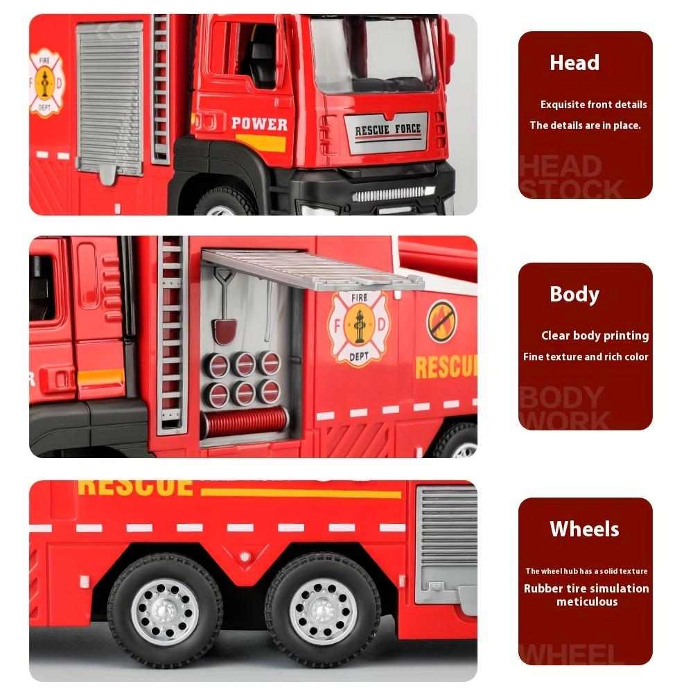 A Fire Truck with an Alloy Cabin, Can Spray + Water Spray, Move Forward, Suitable for Over 6 Years Old, Perfect Gift