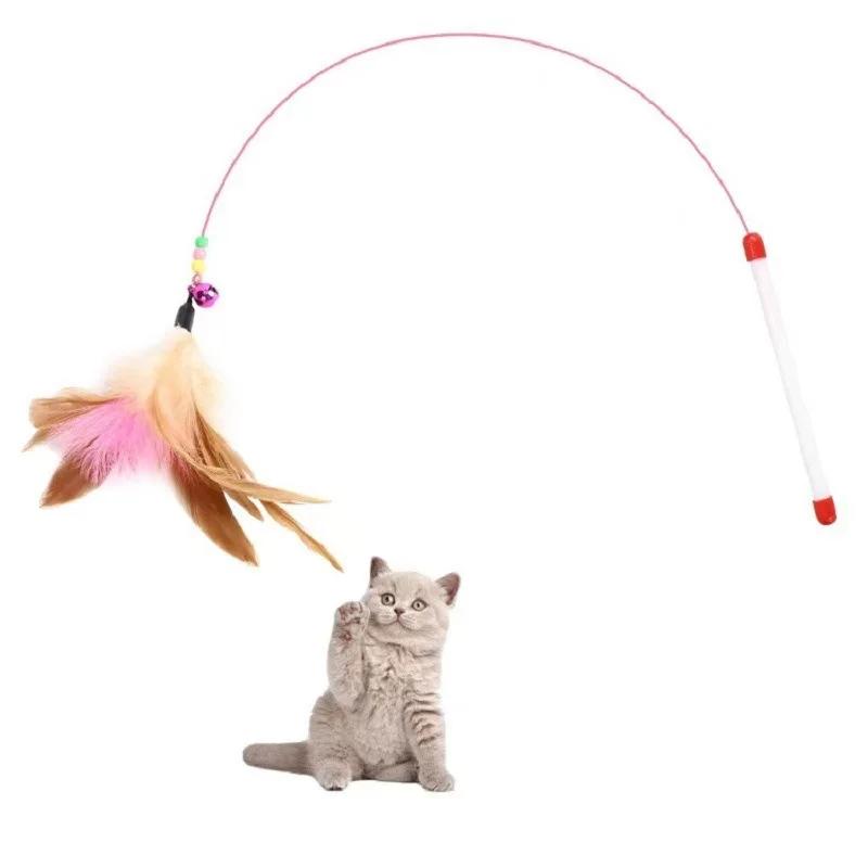 Wire Feather Cat Tickling Stick Pet Products for Cats Pet Cat Toys Interactive Cat Stick Toy Kitten Playing Pet Accessories