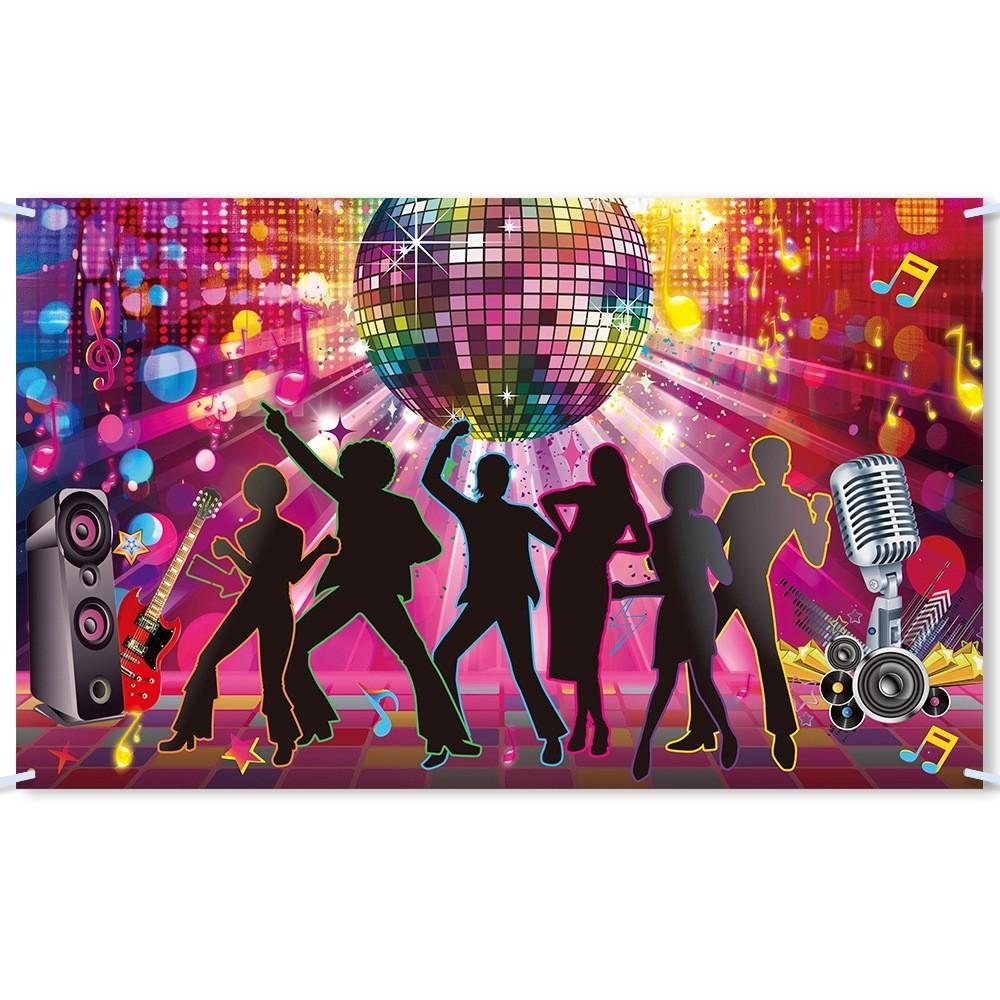 Retro Disco Themed Birthday Party And Dance Hall Decoration Background Banner