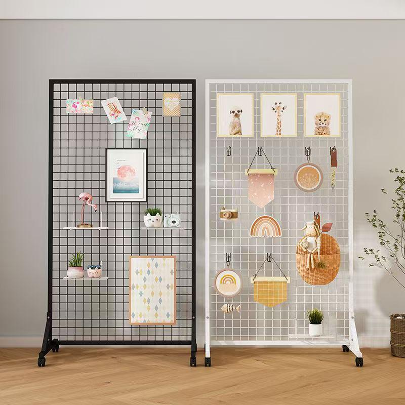 Mobiler Bodenständer mit Rädern - Gitterständer für Kunstwerke, Supermarkt-Ausstellungen oder Lagerung