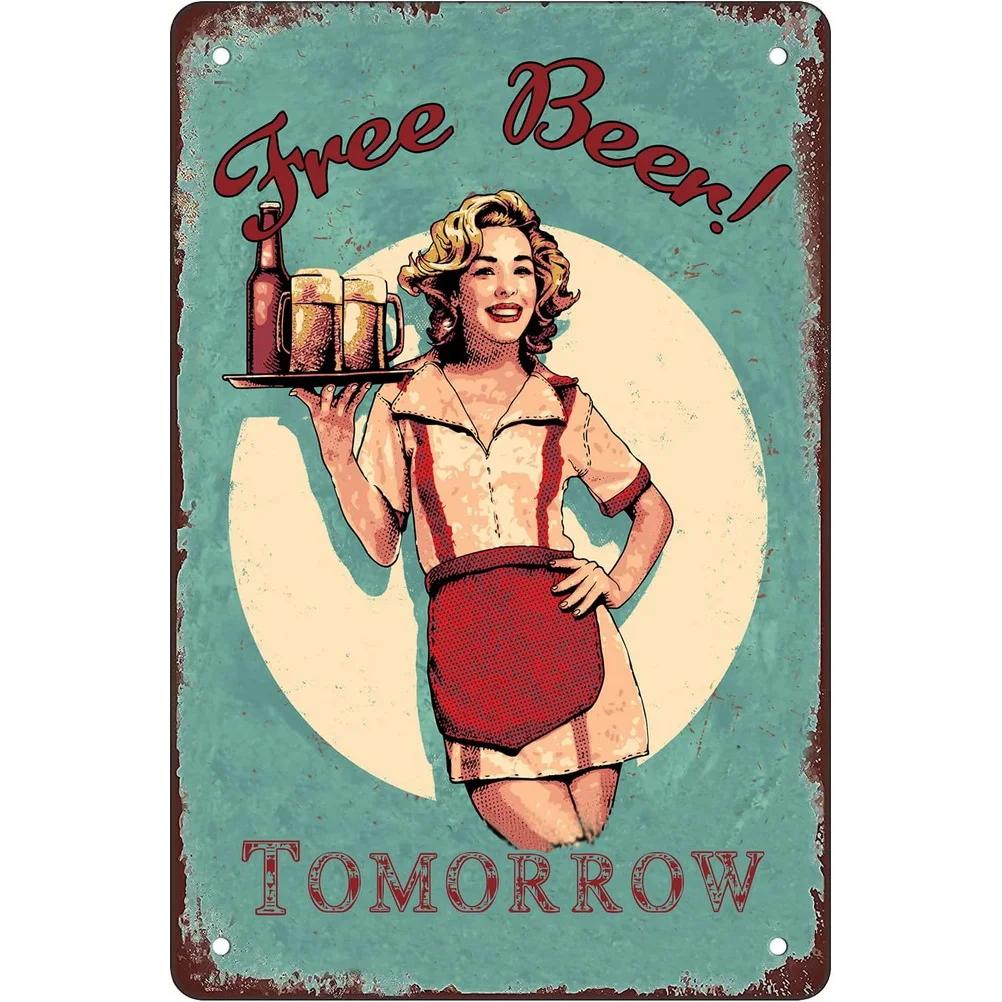 Vintage Pinup Weinmädchen Metallblechschilder Cocktail Martini Fireball Bier Wanddeko für Hausbars Garage Café Clubs Man Cave Pubs