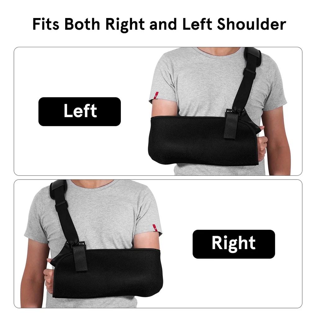 1Pc Portable Black Arm Fixation Strap Adjustable Injury Sprain Arm Brace Sling Shoulder Sling Elbow Support Bracket