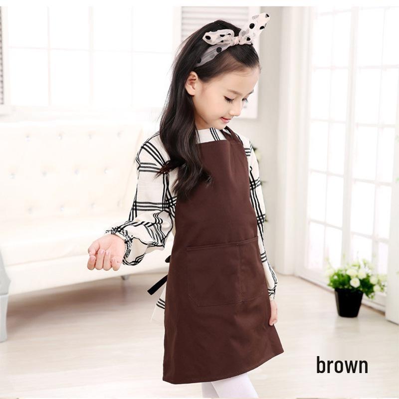 

Children s Neck Hanging Korean Style Apron, Unisex, Sleeveless, Anti-Stain, Custom Logo, Ideal for Kindergarten Painting кавовий